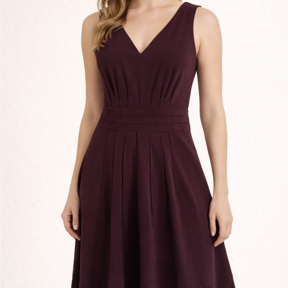 DVF Georgette Fit & Flare V Neck Sleeveless A Line Mini Dress 4